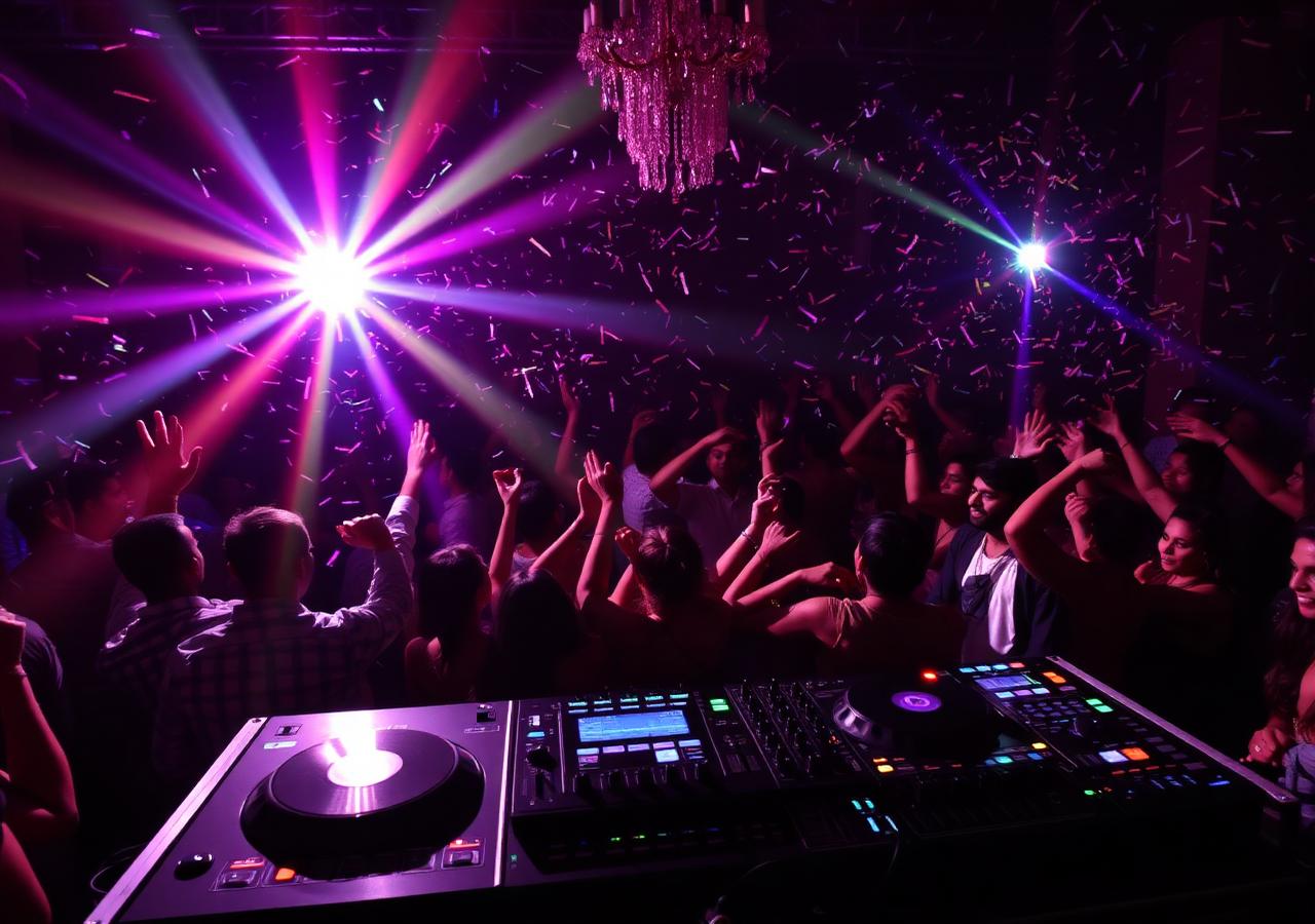 Sangeet DJ night with confetti finale